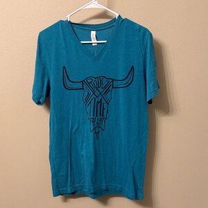 Bella Canvas Teal Bull Graphic V-Neck Tee